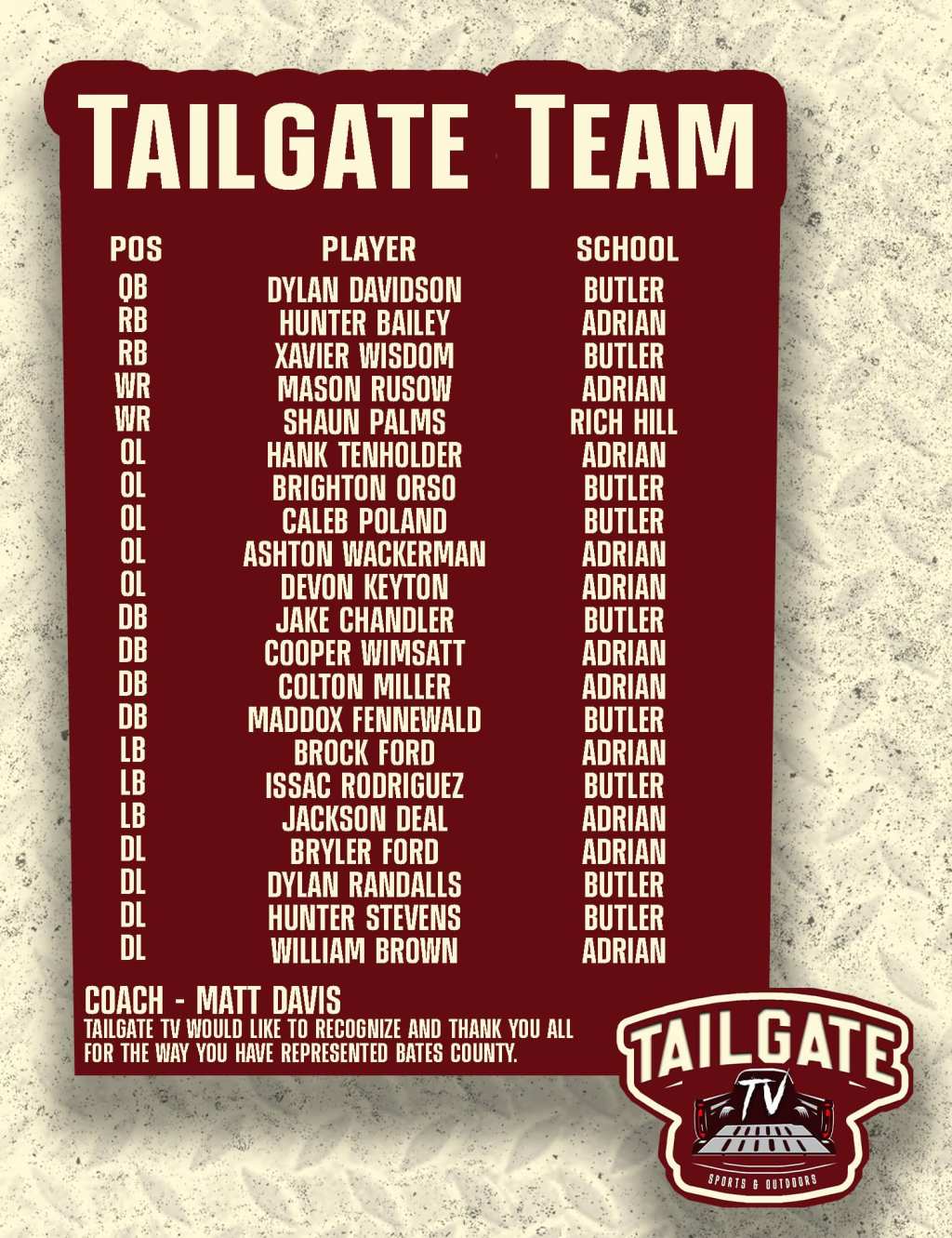 First Ever All Bates County Team&nbsp;Announced